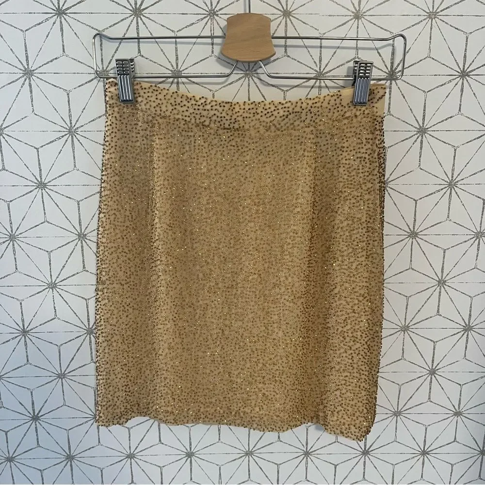 Vintage Gold Beaded Mini Skirt